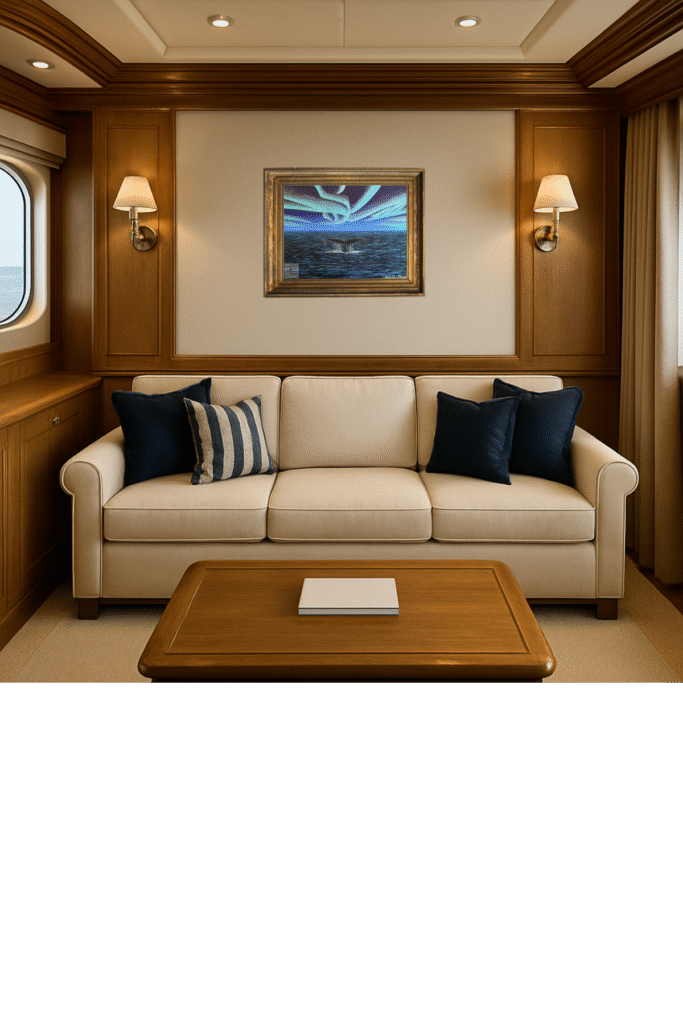 Majestic humpback whale breaching under a twilight sky – ocean-themed original acrylic painting by Jenn Campbell