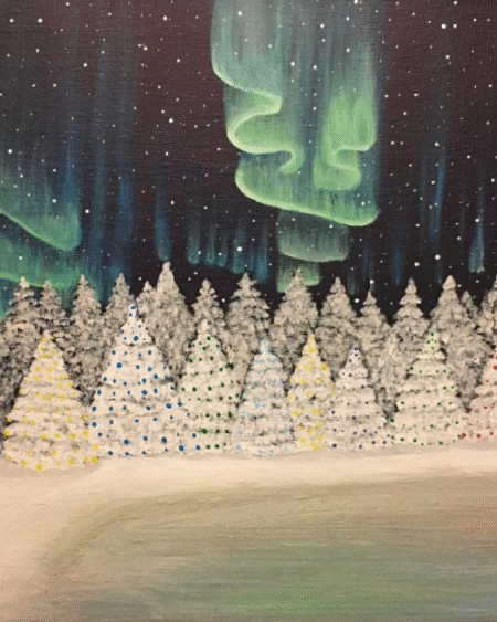 Enchanting northern lights painting of a snowy forest under the aurora borealis – Aurora Forest digital art download