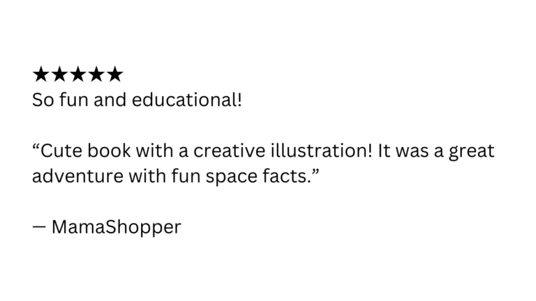Amazon customer review of Let’s Explore Space by Jennifer Campbell